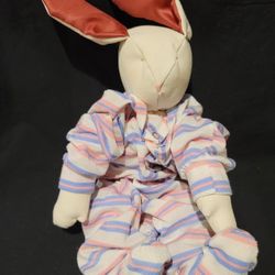 Jackie Headly Collection, Spring Decor, Soft Cotton Rabbit In Pastel Pajamas