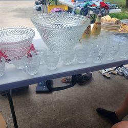 Vintage Glass Punch Bowl