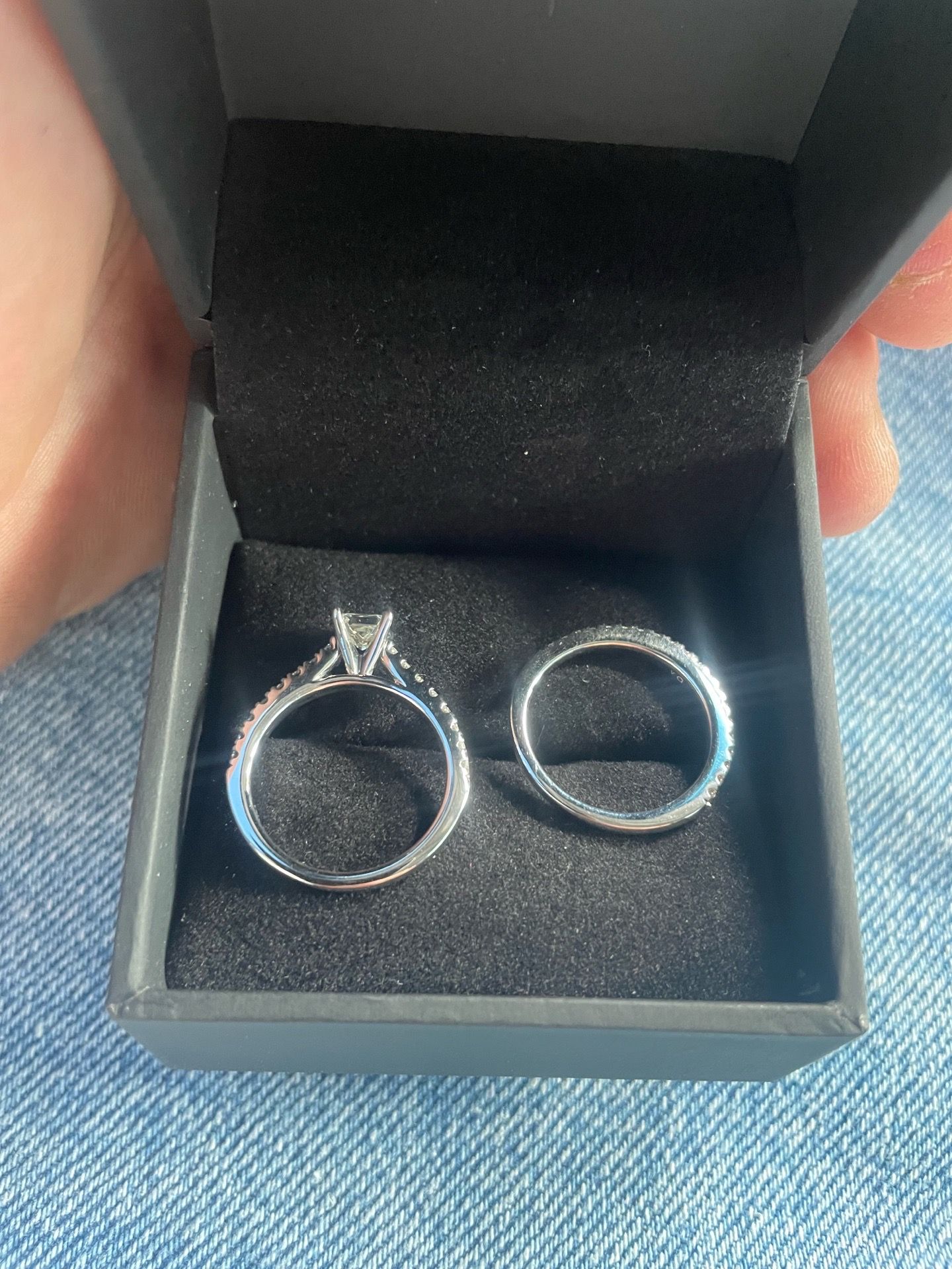 Engagement ring and wedding band