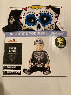 Baby Sugar Skull Halloween Costume 0-6 Months