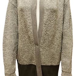 Sits Murt Anthropologie Grey Wool Blend Suede Sweater Cardigan Size 8 