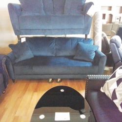 Blue Sofa And Loveseat