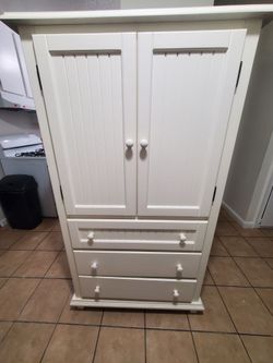 cottage-style white armoire / wardrobe 3 Drawers