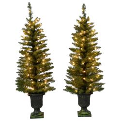Set Of 2 Artificial Pre-lit Artificial Christmas Trees 🎄 