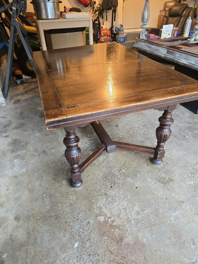 Very Antique Wood Table With Extendid Leaf