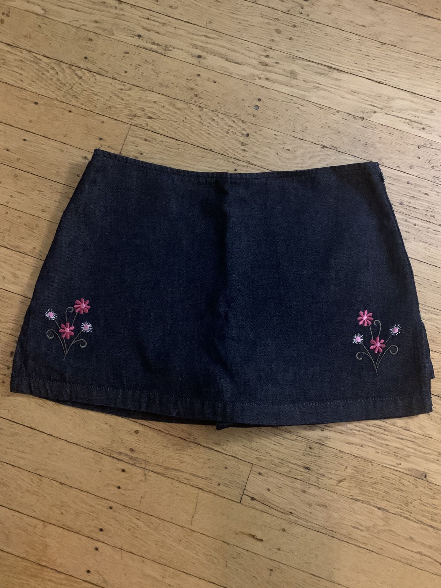 Embroidered Denim Skort (Skirt+Short)