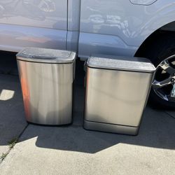 2 Metal Trash Cans