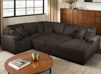 Ashley furniture midnight madness sectional couch with storage ottoman