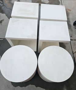 Concrete tub side table and concrete C- shape tables