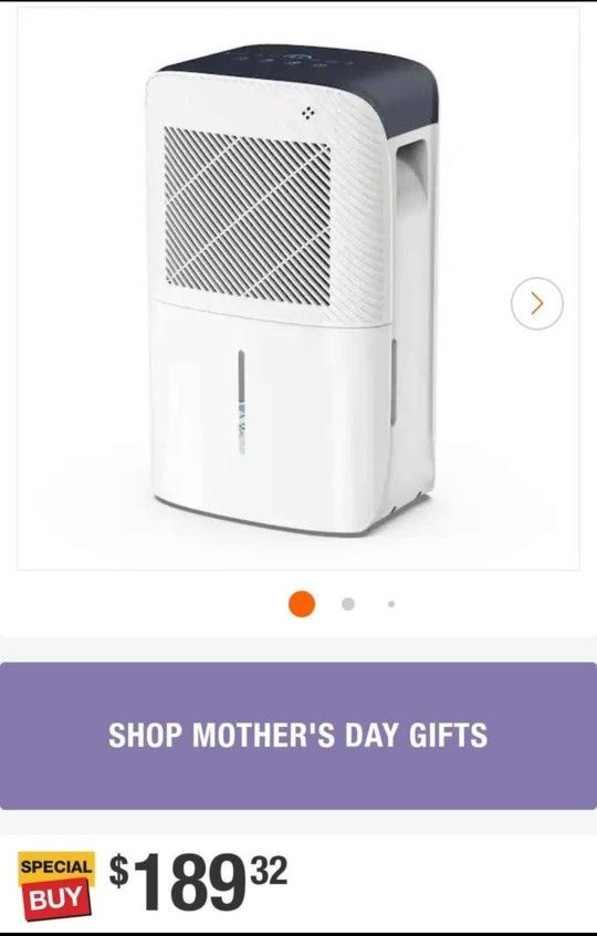 38 pt. 2200 sq. ft. Portable Dehumidifier in White with 4-Modes, Auto Defrost, Continuous Run, Auto Shutoff, Bucket
