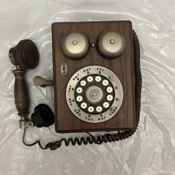 Vintage Wood Wall Telephone