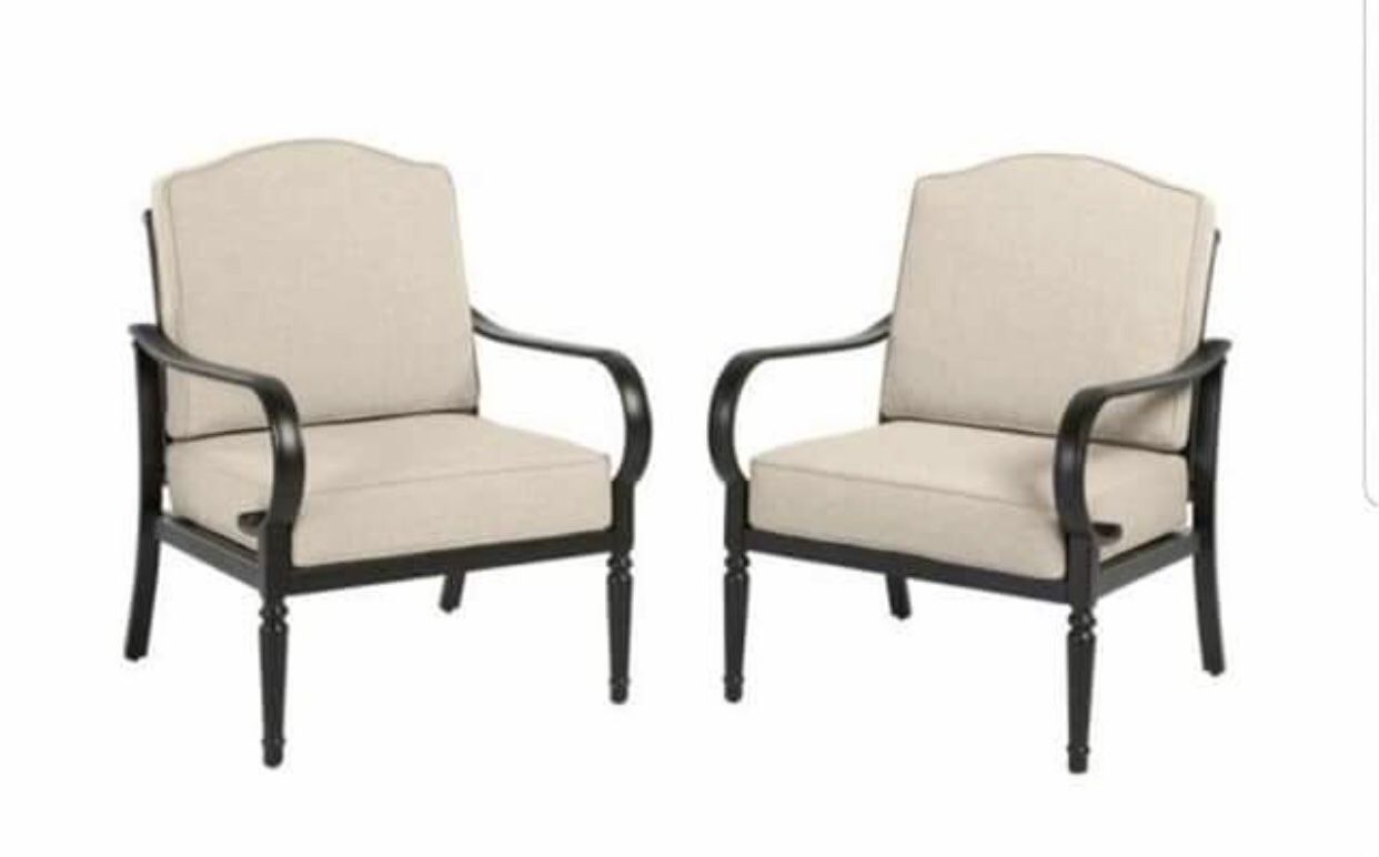 Hampton Bay Laurel Oaks 6Piece Brown Steel Outdoor Patio Dining Chairs