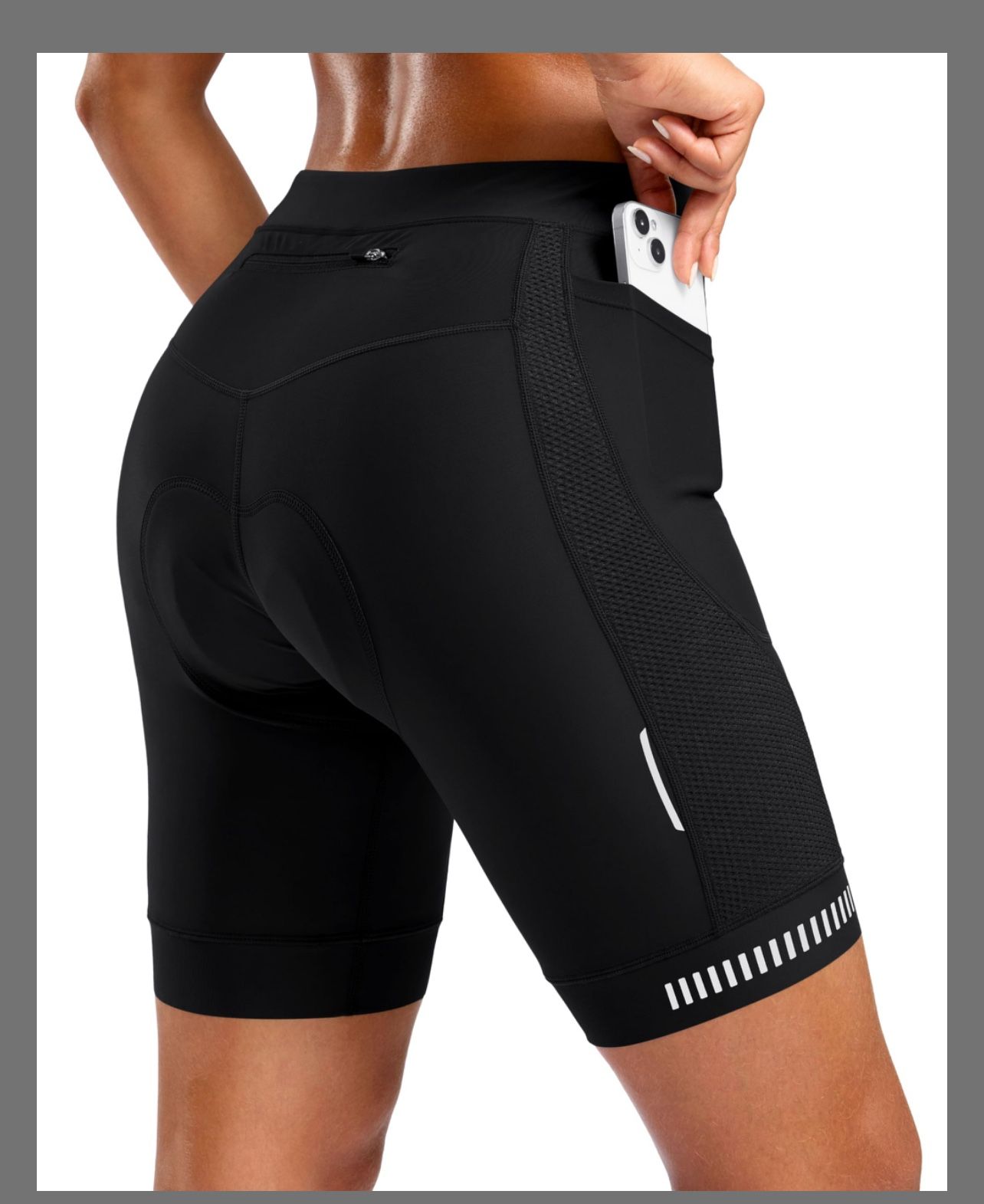 Women's 4D Padded Bike Shorts With Zipper Pockets Gel Road Cycling Biking Biker Shorts For Bicycle Riding(Black,M)
