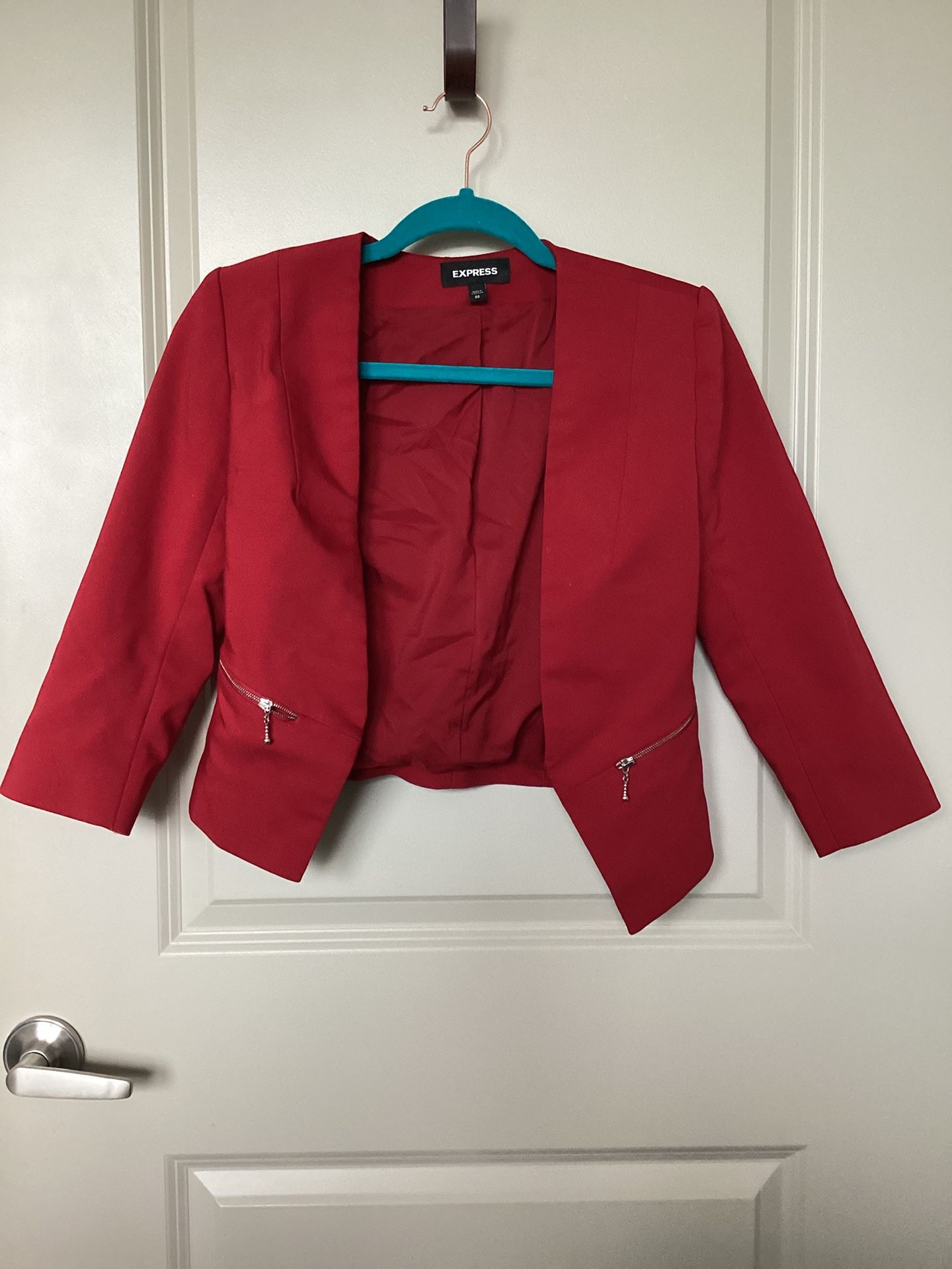 Red cropped blazer