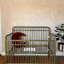 Little Seeds Ivy 3-in-1 Convertible Metal Crib, Gold