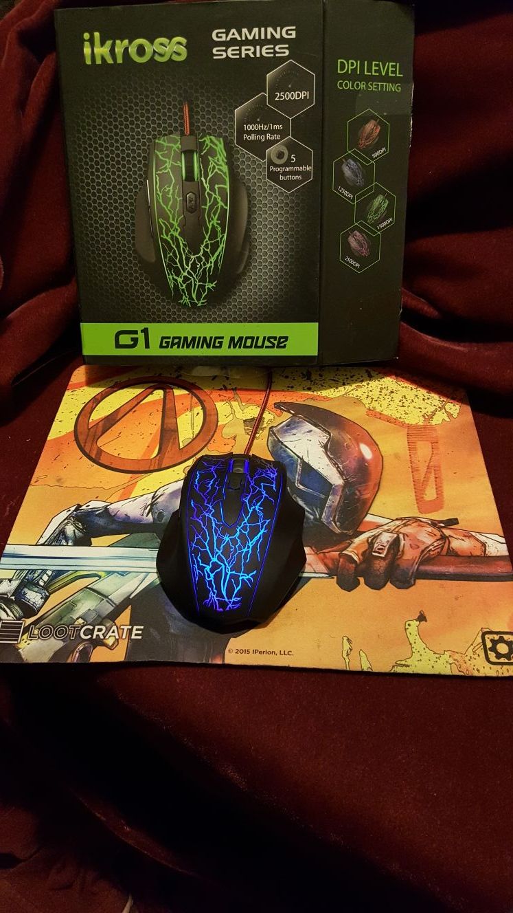 ikross G1 Gaming Mouse + Borderlands 2 "Zero" Mouse Pad Loot Crate Exclusive