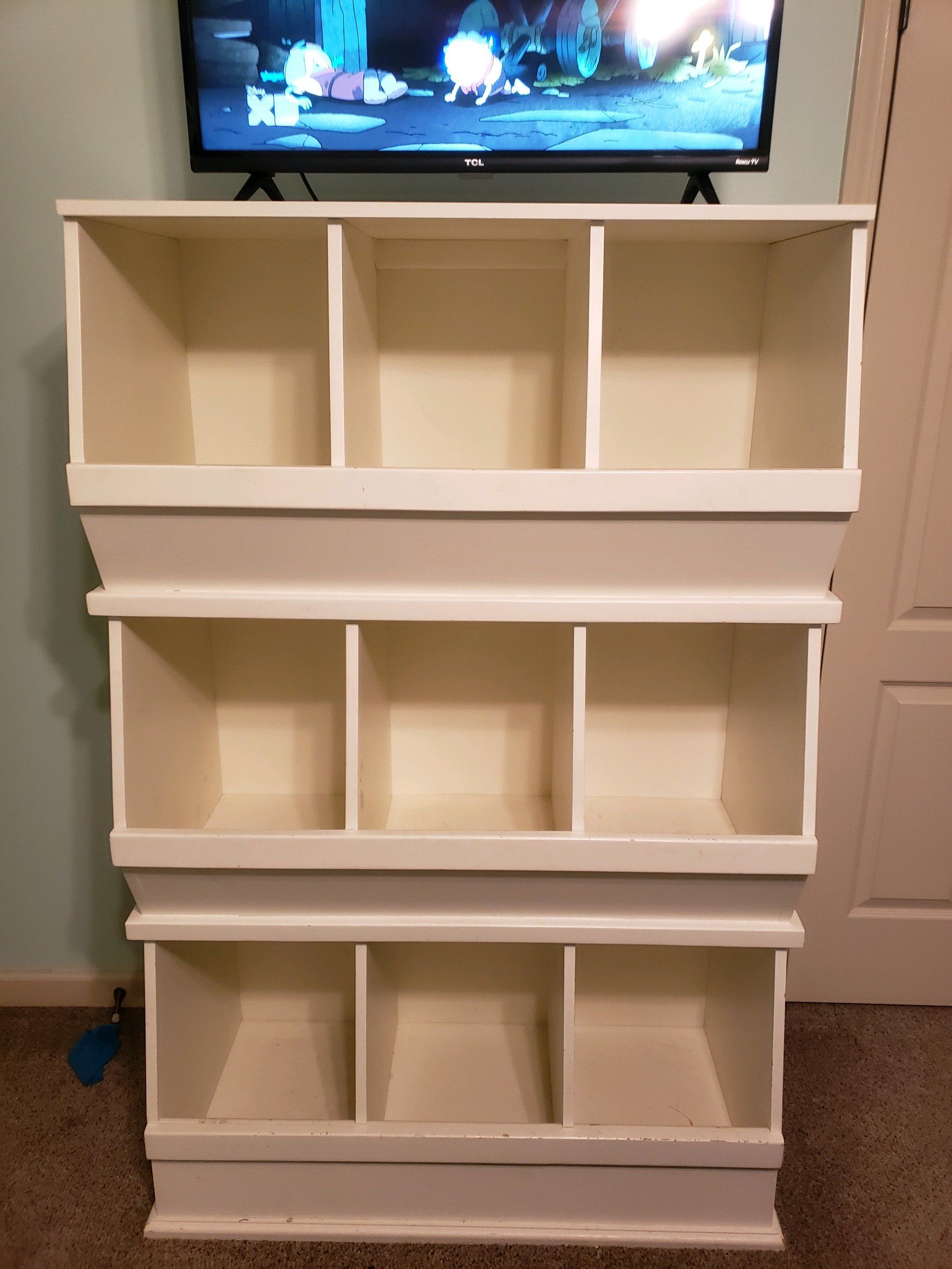 White cubby hole dresser shelf