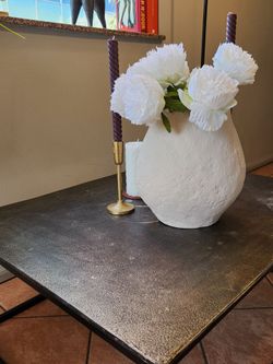 Sleek Parquet Metal Cocktail Table