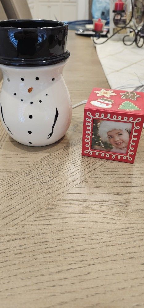 Christmas Snowman Candle Warmer With Picture Cube