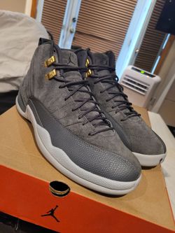Air Jordan 12 Retro Dark Grey Suede Shoes Sneakers Size 10.5
