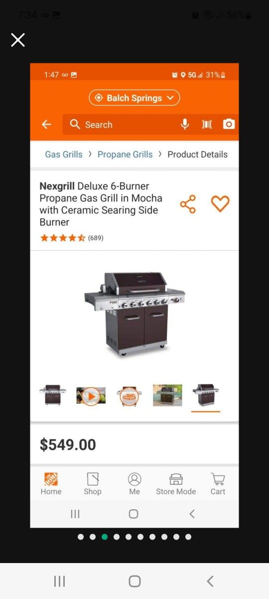 Nexgrill Deluxe Burner Propane Gas Grill in Mocha with Ceramic