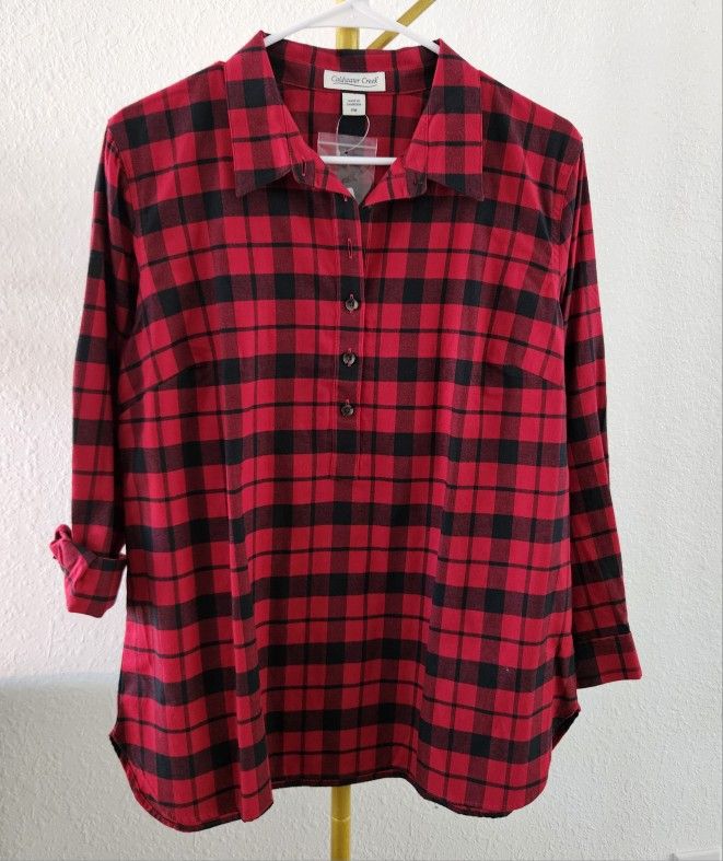 Coldwater Creek Festive Celebration Plaid Tunic Size PM ( Brand New)