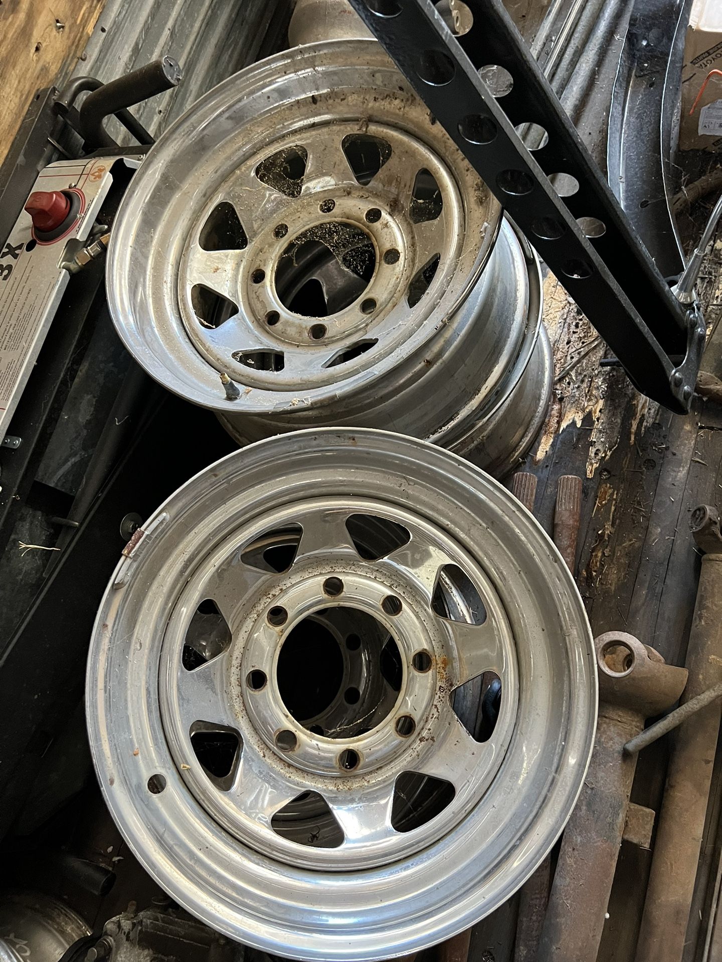 Used Set Of Chrome 17.5”x8” Rims 8 Lugs 5” Center Hole