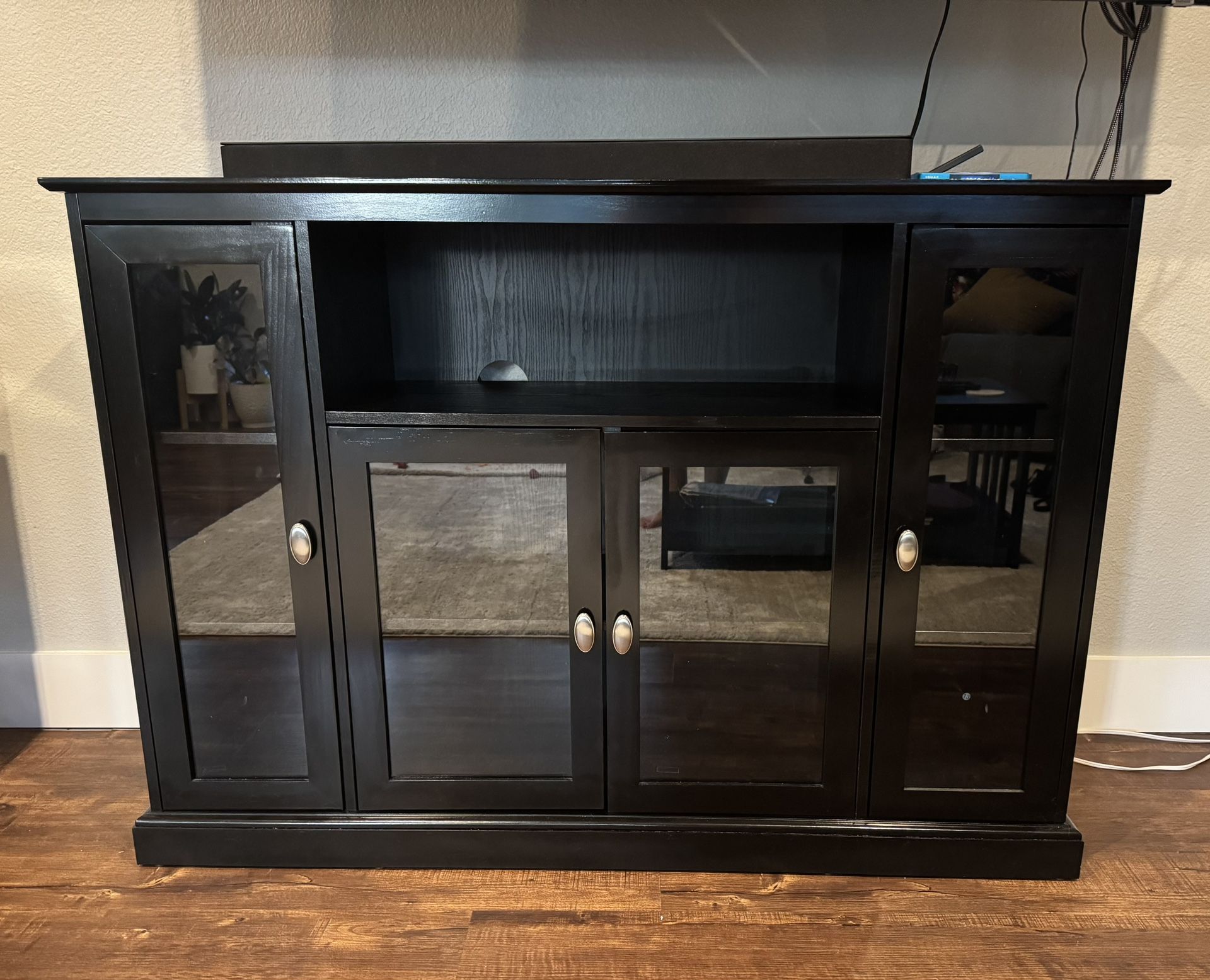 Near Perfect Condition Black Convenience Concepts Summit Highboy TV Stand