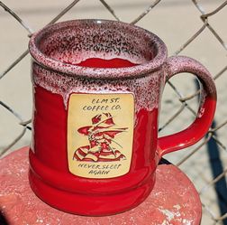 2022 "ELM ST. COFFEE CO. - NEVER SLEEP AGAIN" (Deneen Pottery) 18 oz Lumberjack #77/100 Hand Thrown Ceramic Mug