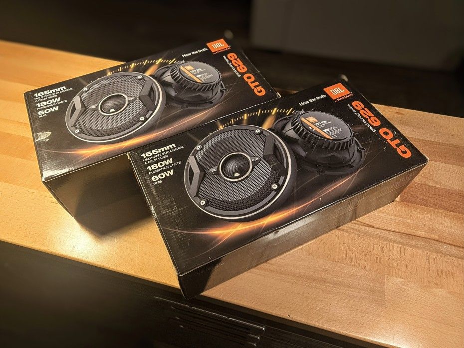 2 Pair (4 Speakers) New In Box JBL GTO629 6.5" GTO 2-Way 360 Watts MAX Power Grand Touring Series Coaxial Car Audio Speakers Bundled with Alphasonik