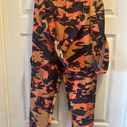 Balera Dancewear Orange Camouflage Pop Star Pants Faux Suspenders Large.