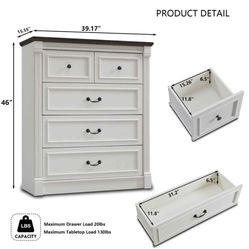 Burlington Coastal 5 Drawers Dresser, 46" Tall