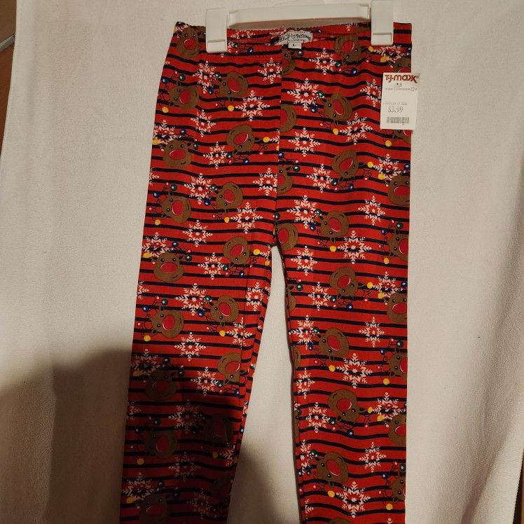 Girls Large Reindeer Leggings