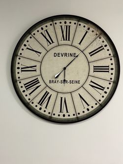 Huge 47.5” Oversized French Vintage-Style Wall Clock – Devrine Bray-Sur-Seine