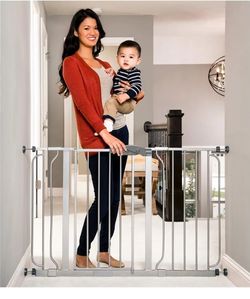 Baby Gate Easy Step 49-Inch Extra Wide, Includes 4-Inch & 12-Inch Extension Kit