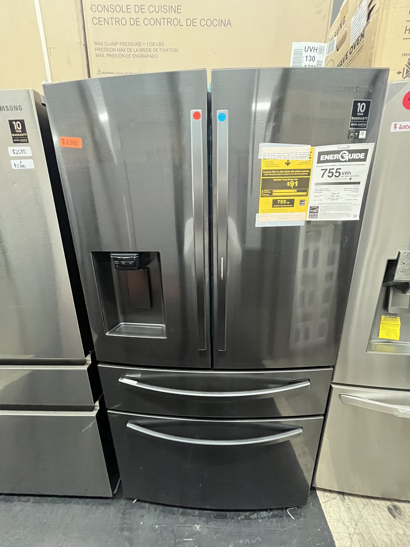 Samsung 4 Door Black Stainless Food Showcase Fridge Open Box