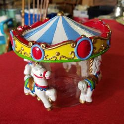 Carousel horse candy jar with screw top lid hand painted A66V749