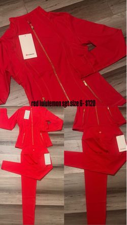 Size 6) gold zipper red lululemon set