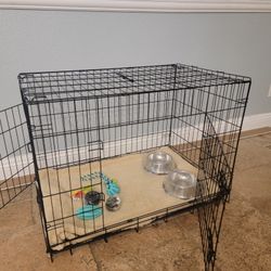 New IN Box! L'xl Dog Crate 2 Doors With Tray Up To 70lbs Folding Puppy Dog Kennel Animal Cage Add A Bed For $10/ $15 