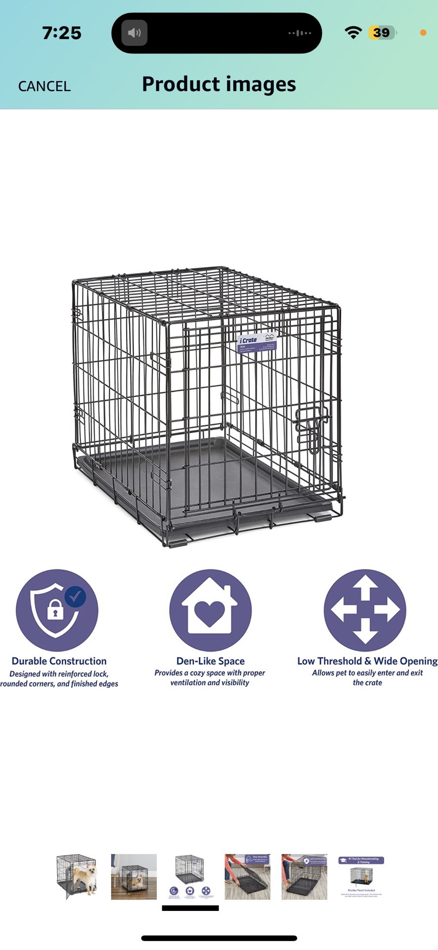 NEW! MidWest Homes for Pets Newly Enhanced Single Door iCrate Dog Crate, Includes Leak-Proof Pan, Floor Protecting Feet, Divider Panel & New Paten