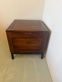 Crate & Barrel Solid Wood Storage End Table