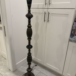 Antique Itched Brass Floor Lamp