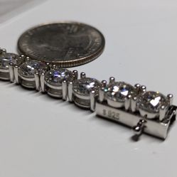 8' Inch VVS Moissanite Bracelet Sterling Silver 925, New Never Worn