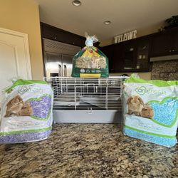Guinea Pig Cage with 2 Bags of Small Pet Bedding, Timothy Hay, and Water Bottle 