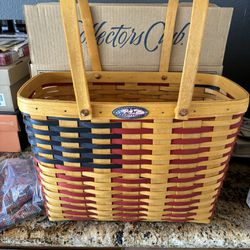 Longaberger Vintage 1998 NWT Collectors Club Anniversary Flag Basket With Liner 