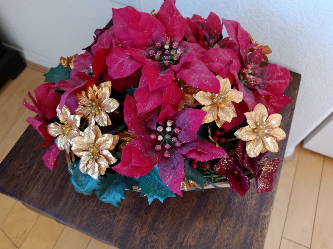 Artificial Flower With Basket Decoration
