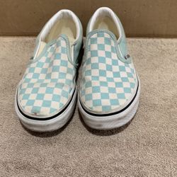 Vans  Blue  &  White    Checkered    Slip On   Casual  Kid