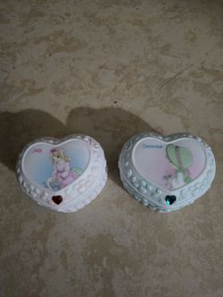 Precious Moments heart Dec, July month trinkets hearts