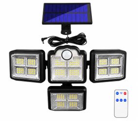 Solar Powered 4-Head LED Motion Sensor Security Light