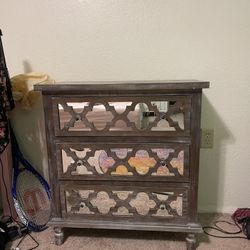 Grey Wooden Mirrored Dresser 